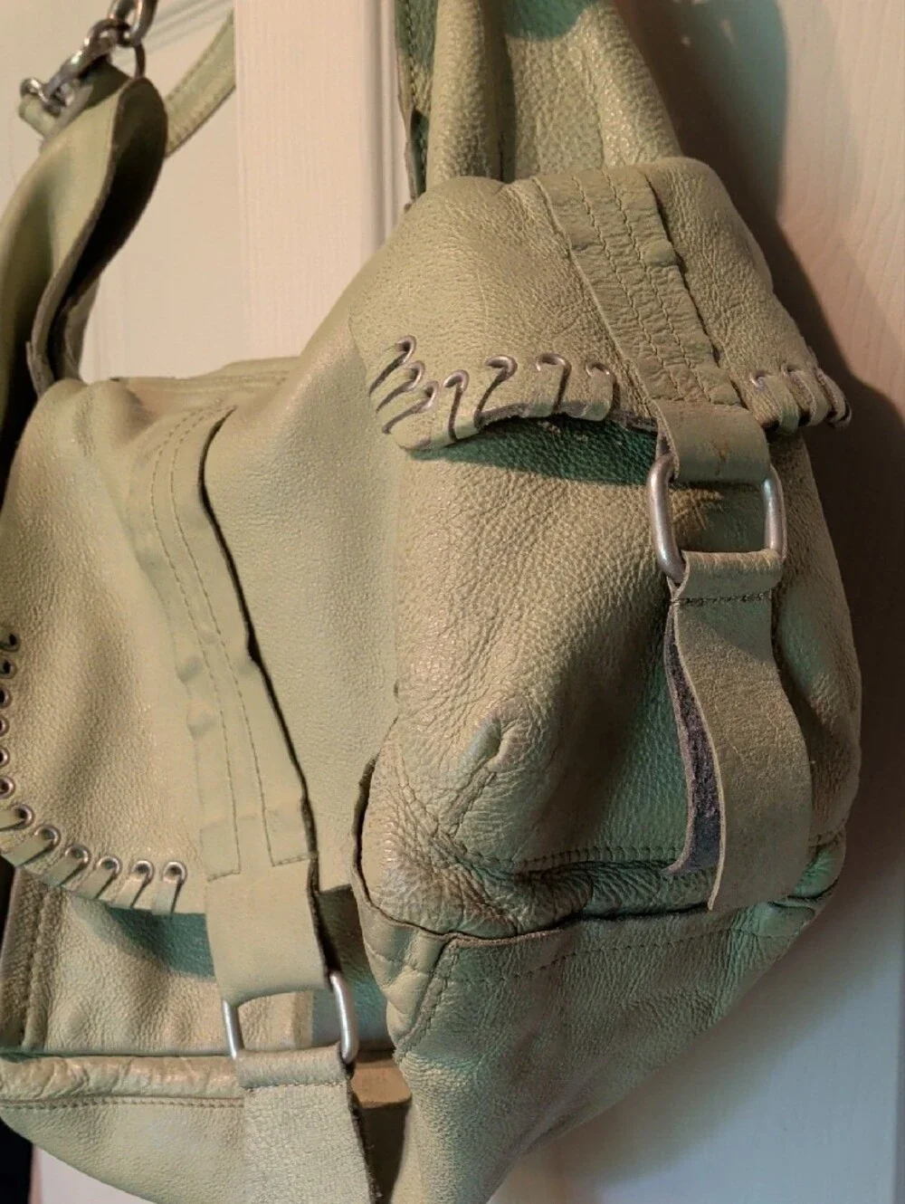 We The Free Soft Mint Green Women's Leather Shoulder Bag - Soft Hobo Style